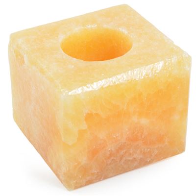 NOW REDUCED - Orange Calcite Square Candle Holder